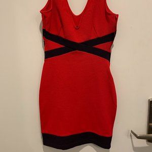 Red and Navy Bodycon mini dress